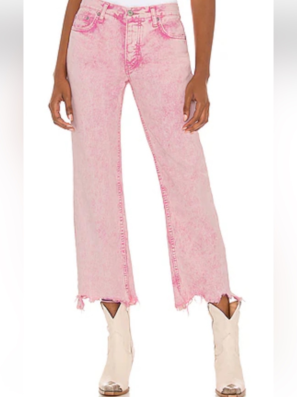 Free people Straight Leg acid wash Pink Jeans Waist 27